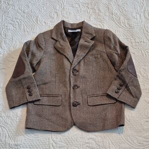 Janie and Jack boys 2T herringbone brown blazer EUC pockets sewn